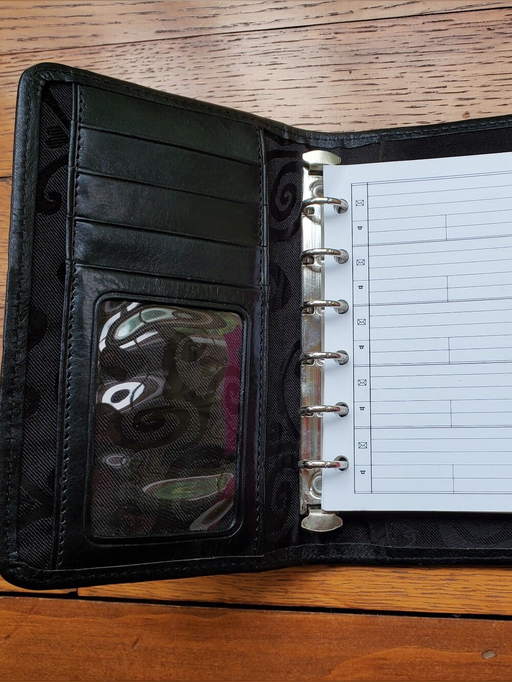 Brighton Black Heart Canvas Leather 6 Ring Binder Planner Agenda A7 size - Picture 6 of 9